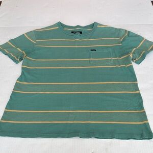Brixton Striped Green and Yellow Men's Shirt Size Large